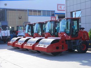 A-shipment-is-ready-to-be-loaded road roller